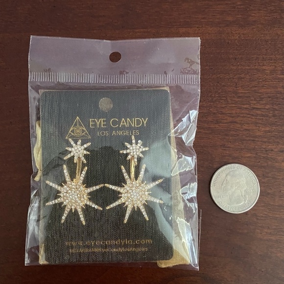 Eye Candy LA Tora CZ Drop Earrings Gold-Tone NWT - Picture 4 of 4